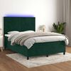 vidaXL Cama box spring c/ colch&atilde;o/LED 140x190 cm veludo verde-escuro