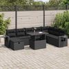 vidaXL 9 pcs conjunto de sof&aacute;s p/ jardim c/ almofad&otilde;es vime PE preto