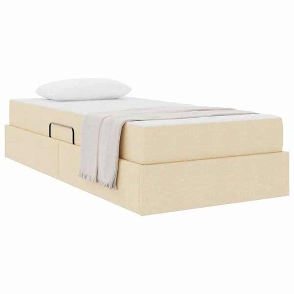 vidaXL Cama com arruma&ccedil;&atilde;o e colch&atilde;o Creme 100 x 200 cm Poli&eacute;ster