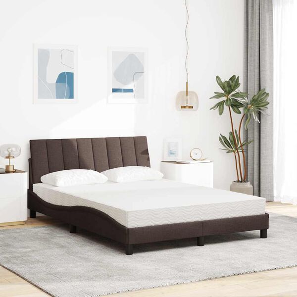 vidaXL Cama com colch&atilde;o Hanko 120x200 cm tecido castanho-escuro