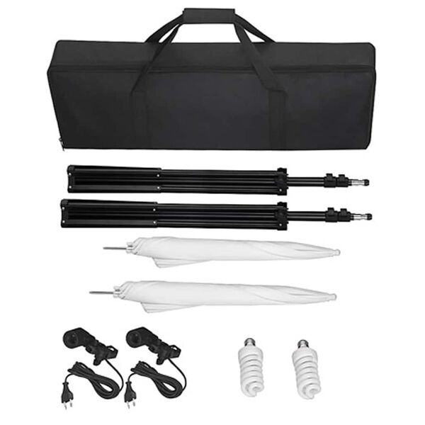 vidaXL Kit de estúdio com fundo preto 600x300 cm e luzes