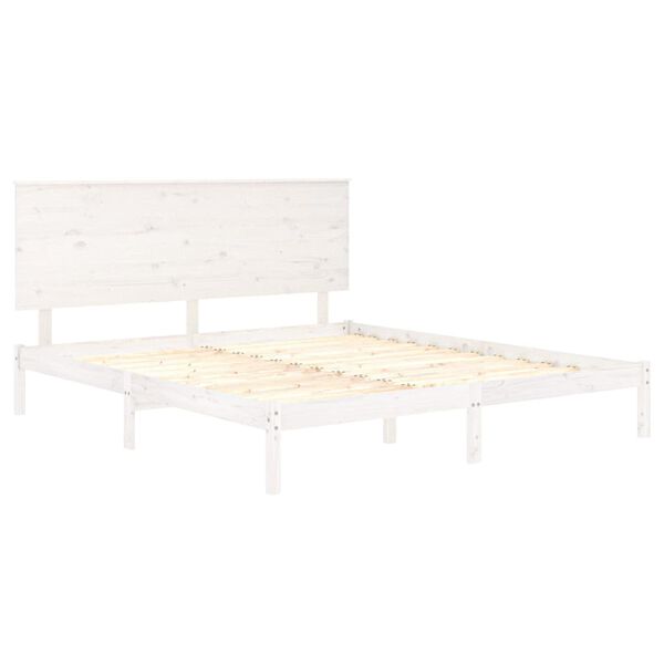 vidaXL Estrutura de cama king 150x200 cm madeira maci&ccedil;a branco