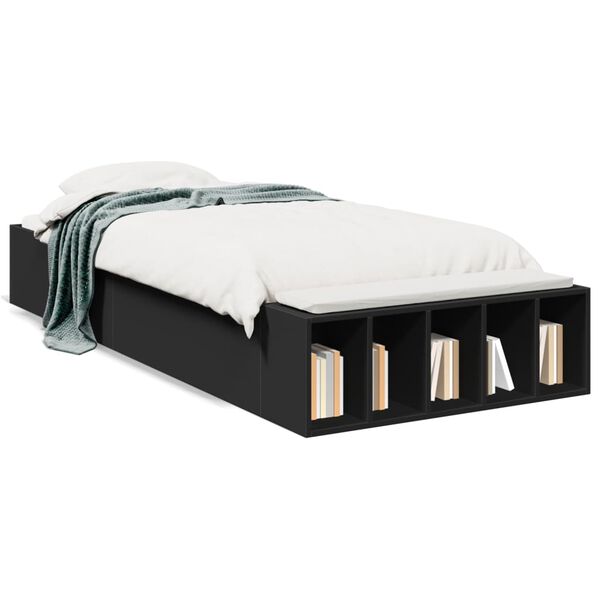 vidaXL Estrutura de cama 90x190 cm derivados de madeira preto
