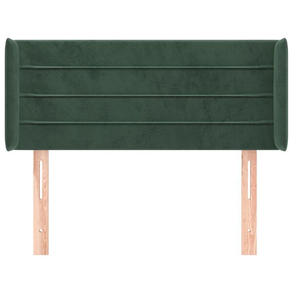 vidaXL Cabeceira de cama c/ abas veludo 93x16x78/88 cm verde-escuro