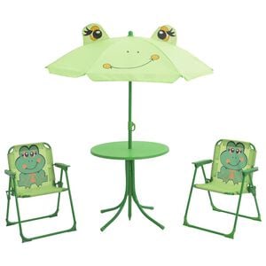 vidaXL 3 pcs conjunto bistr&ocirc; de jardim infantil c/ guarda-sol verde