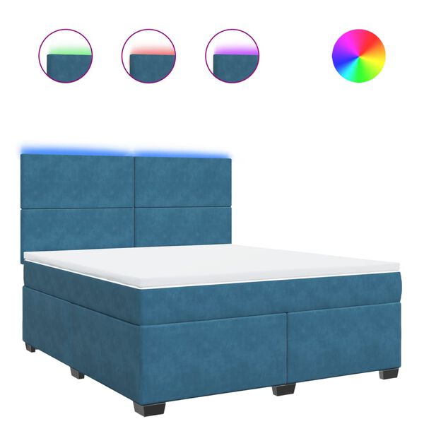 vidaXL Cama com molas/colch&atilde;o 180x200 cm veludo azul