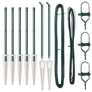 vidaXL Poste de Cerca 7 pcs Verde A&ccedil;o