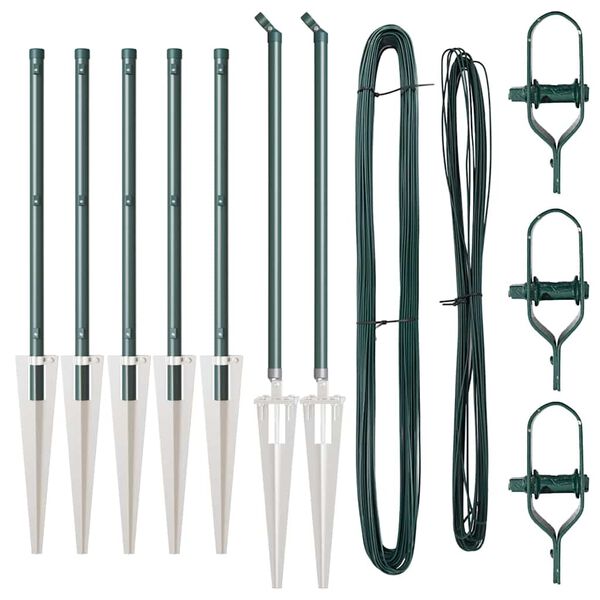 vidaXL Poste de Cerca 7 pcs Verde A&ccedil;o
