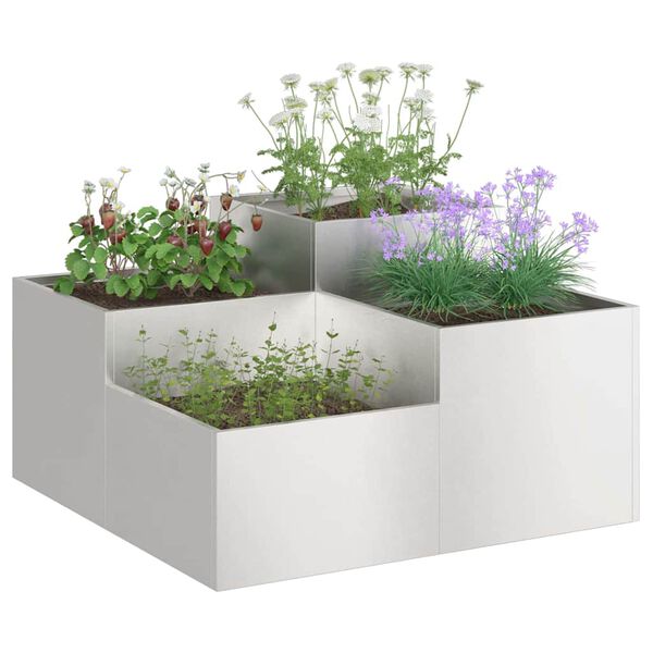 vidaXL Vaso de Jardim Prateado 80 x 80 x 48 cm A&ccedil;o inoxid&aacute;vel