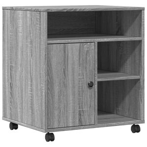 vidaXL Suporte para impressora com rodas 60x50x67 cm cinzento sonoma