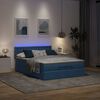 vidaXL Cama Otomana com Colch&atilde;o & LEDs Azul 140x190cm Tecido