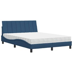vidaXL Cama com colch&atilde;o Hanko 140x190 cm tecido azul