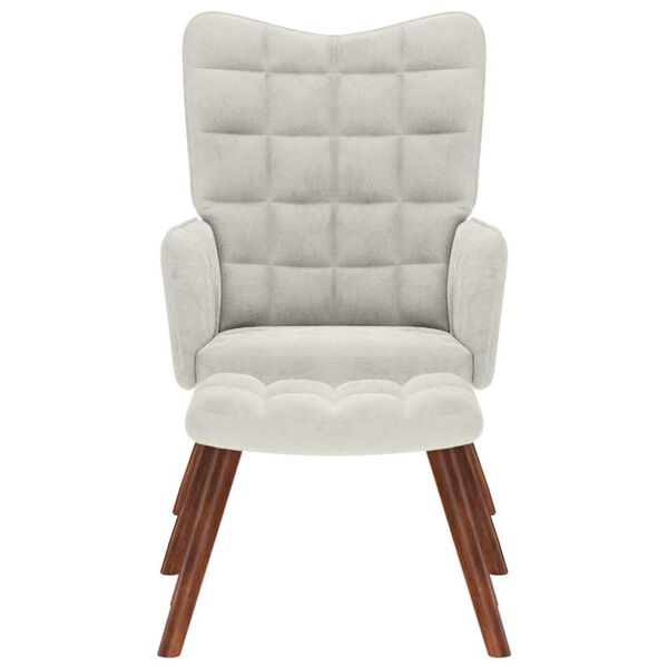 vidaXL Cadeira Relaxante com Banco em Veludo Creme