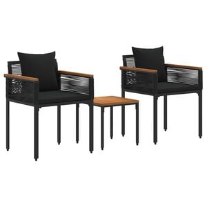 vidaXL Conjunto de M&oacute;veis para Exterior 3 pcs Preto Rattan de PE