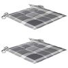 vidaXL Cadeiras jardim c/ almofad&otilde;es xadrez cinzento 2 pcs teca maci&ccedil;a