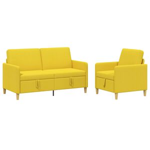 vidaXL Conjunto de Sof&aacute; com Armazenamento 2 unid. Amarelo Claro
