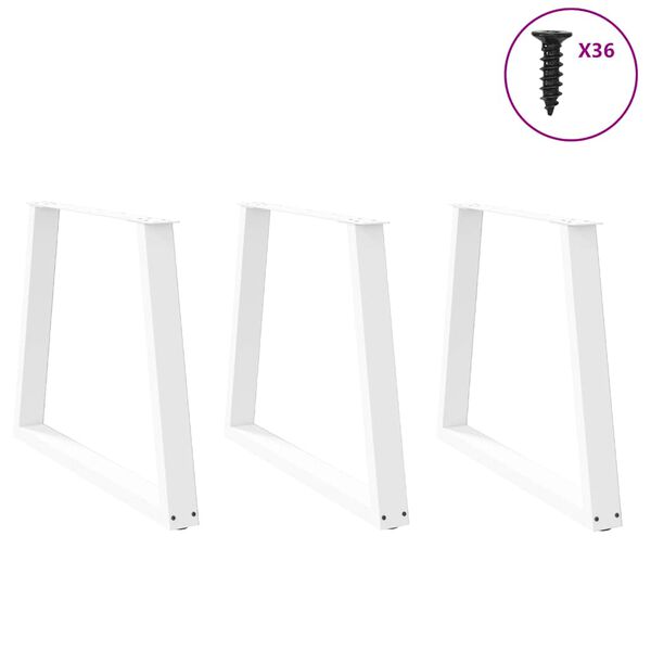 vidaXL Pernas para mesa de jantar em V 3 pe&ccedil;as, branco, 70x(72-73,3) cm, a&ccedil;o