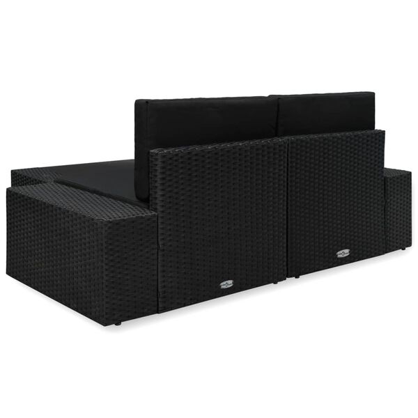 vidaXL 3 pcs conjunto lounge para jardim vime PE preto