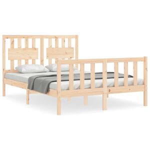 vidaXL Estrutura de cama de casal com cabeceira madeira maci&ccedil;a