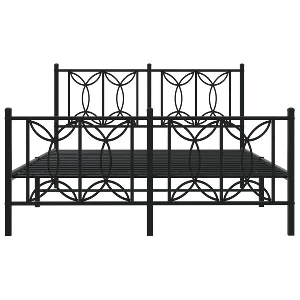 vidaXL Estrutura de cama com cabeceira e p&eacute;s 135x190 cm metal preto