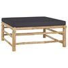 vidaXL 6 pcs conj. lounge jardim em bambu c/ almofadões cinza-escuro