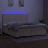vidaXL Cama box spring c/ colch&atilde;o e LED 200x200 cm tecido cor creme
