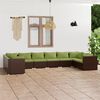 vidaXL 10 pcs conjunto lounge de jardim c/ almofad&otilde;es vime PE castanho
