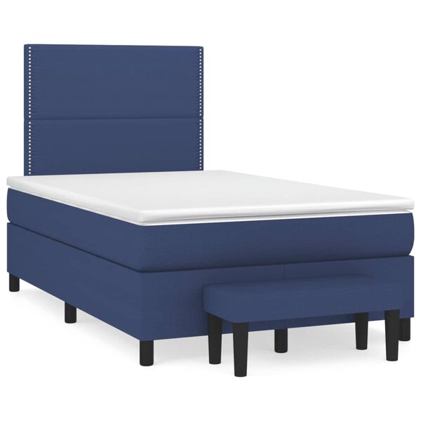 vidaXL Cama boxspring com colch&atilde;o 120x190 cm tecido azul