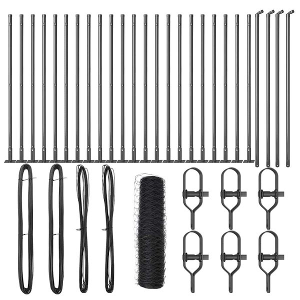 vidaXL Poste de Cerca Cinzeto 50 x 0,4 m (malha de 50 mm) A&ccedil;o e PVC