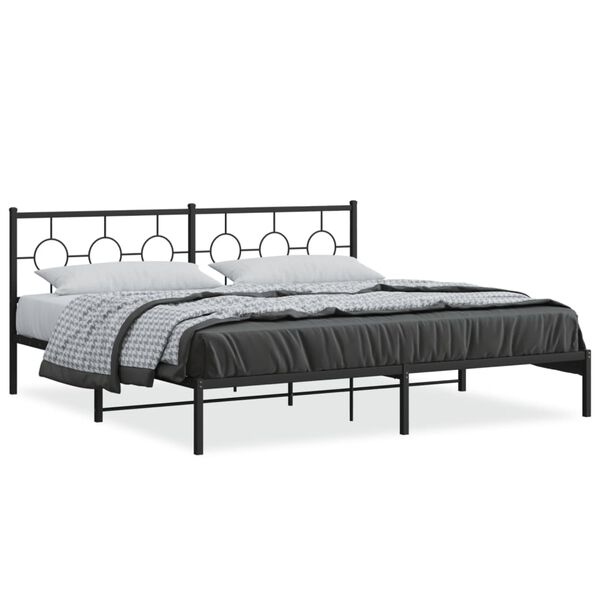 vidaXL Estrutura de cama com cabeceira 193x203 cm metal preto