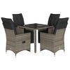 vidaXL 5 pcs conjunto bistr&ocirc; de jardim c/ almofad&otilde;es vime PE cinza