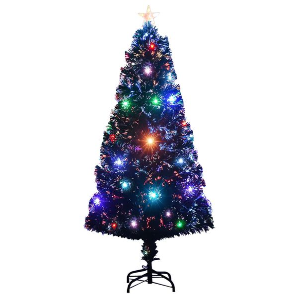 vidaXL &Aacute;rvore de Natal pr&eacute;-iluminada c/ suporte e LED 120 cm fibra &oacute;tica