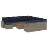 vidaXL Conjunto de sof&aacute; de jardim com 13 pe&ccedil;as e almofadas em rattan sint&eacute;tico cinza