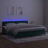 vidaXL Cama box spring c/ colch&atilde;o/LED 200x200 cm veludo verde-escuro