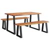 vidaXL 3 pcs conjunto de jantar c/ bordas vivas ac&aacute;cia maci&ccedil;a