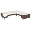 vidaXL 11 pcs conjunto lounge jardim c/ almofad&otilde;es vime PE castanho