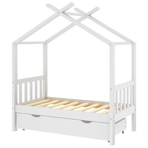 vidaXL Estrutura cama crian&ccedil;a c/ gaveta 70x140 cm pinho maci&ccedil;o branco