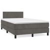 vidaXL Cama box spring colch&atilde;o LED 120x190cm couro artif. cinza-escuro