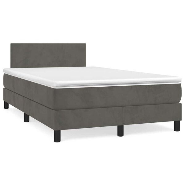 vidaXL Cama box spring colch&atilde;o LED 120x190cm couro artif. cinza-escuro