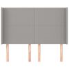 vidaXL Cabeceira cama c/ abas tecido 147x16x118/128 cm cinzento-claro