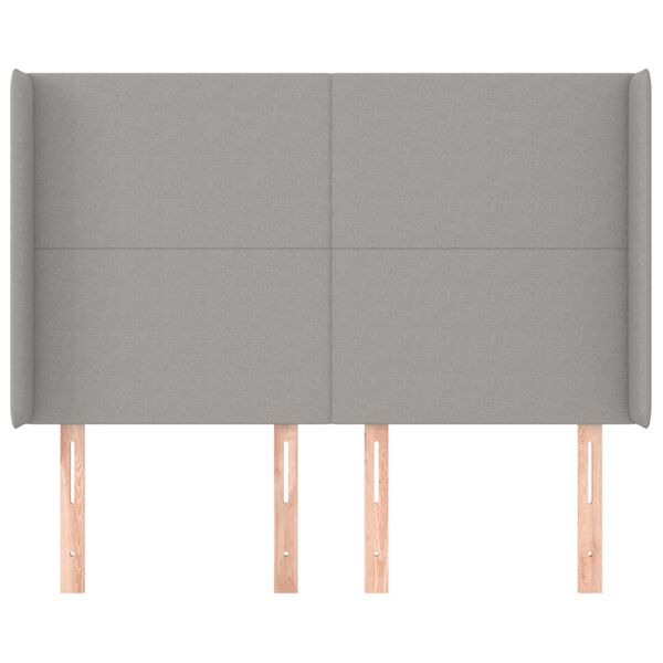 vidaXL Cabeceira cama c/ abas tecido 147x16x118/128 cm cinzento-claro