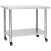 vidaXL Mesa de trabalho de cozinha c/ rodas a&ccedil;o inoxid&aacute;vel 100x30x85cm