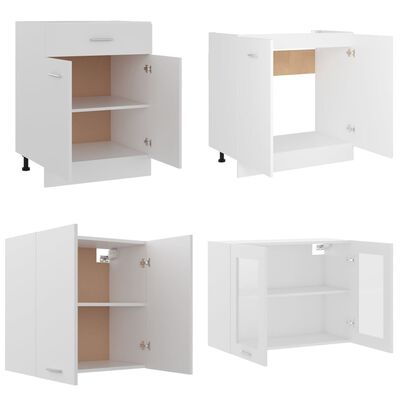 vidaXL 4 pcs conjunto armários de cozinha contraplacado branco