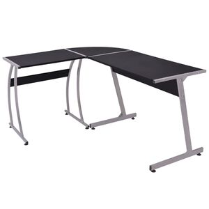 vidaXL Mesa de canto em forma de L preto