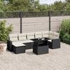 vidaXL 8 pcs conjunto sof&aacute;s de jardim com almofad&otilde;es vime PE preto