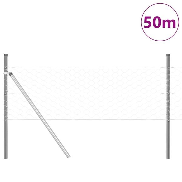 vidaXL Poste de Cerca Prateado 50 x 0,4 m (malha de 50 mm) A&ccedil;o