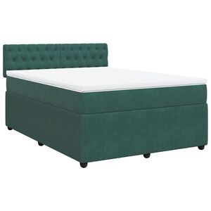 vidaXL Cama com molas/colch&atilde;o 140x190 cm veludo verde-escuro