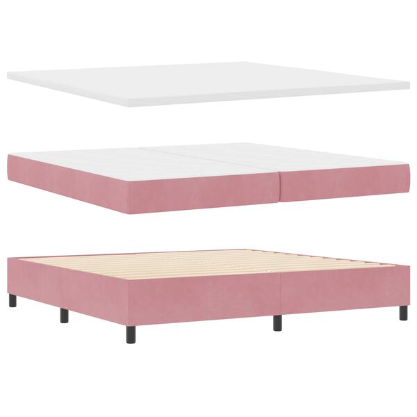 vidaXL Cama Box com colch&atilde;o com cabeceira Rosa 200 x 200 cm Poli&eacute;ster