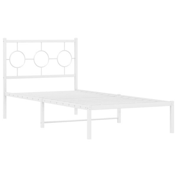 vidaXL Estrutura de cama com cabeceira 90x190 cm metal branco