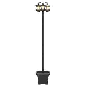 vidaXL Lampi&atilde;o de 3 Cabe&ccedil;as Preto 32 x 32 x 188 cm Alum&iacute;nio e ABS